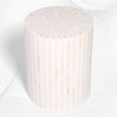 Table d'appoint à rayures illusion avec incrustation d'os, blanc