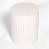 Table d'appoint à rayures illusion avec incrustation d'os, blanc