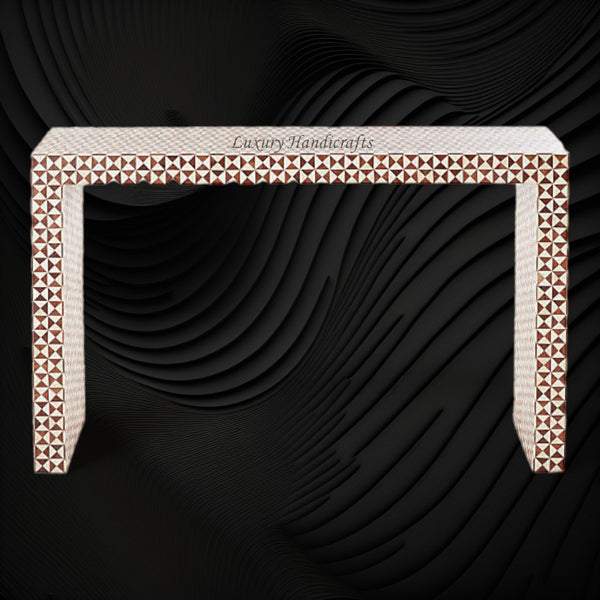 Intarsia Bone Teakwood Inlay Triangle Console