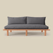 Isle Armless Upholstered Teak Sofa front view