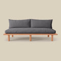 Isle Armless Upholstered Teak Sofa front view