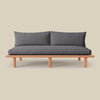 Isle Armless Upholstered Teak Sofa front view