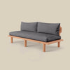 Isle Armless Upholstered Teak Sofa angled view