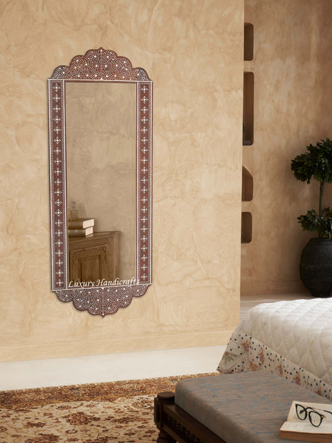 Jia Teakwood Bone Inlay Full Length Mirror Natural