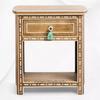 Jiya Mango Wood Inlay Bedside 1 Drawer