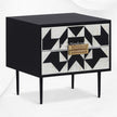 Junto Bone Inlay 2 Drawer Bedside Black