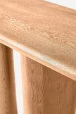 Kala Sculptural Plank Leg Wooden Console Table natural top edge detail