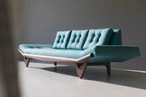 Lagoon Tufted Sofa on Wooden Base angled view