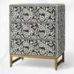 Table de chevet avec incrustation d'os Lalita, noir