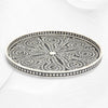 Large Round Bone Inlay Tray Floral Design Black