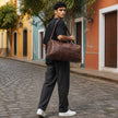 Levi Genuine Leather Duffle Bag Dark Brown