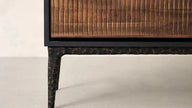 Linea Fluted Three Door Sideboard Metal Frame fluted door and leg detail