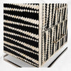 Tallboy con 6 cajones con incrustaciones de hueso de Malawi, negro y blanco