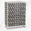 Tallboy con 6 cajones con incrustaciones de hueso de Malawi, negro y blanco