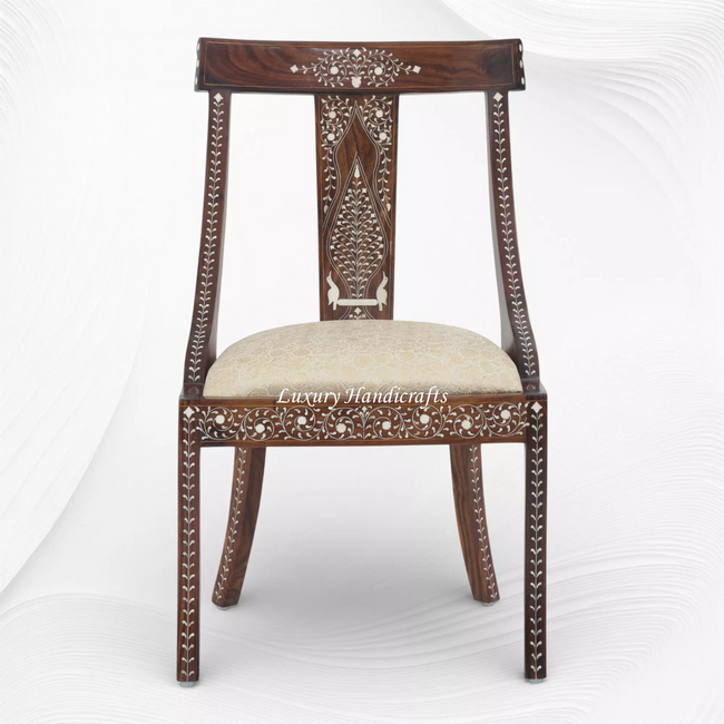 Mia Teakwood Bone Inlaid Dining Chair Walnut