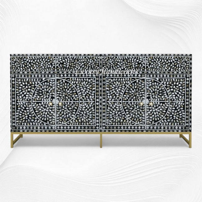MOP Inlay Scroll Vine Buffet Grau