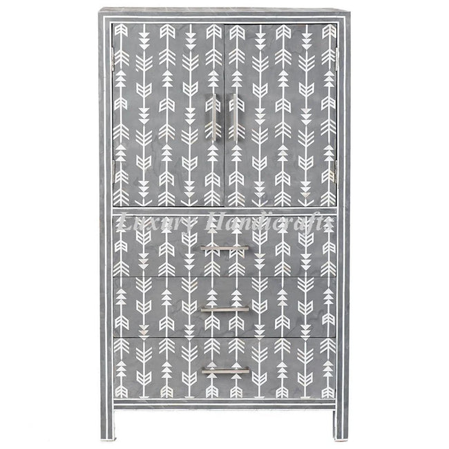 Mother Of Pearl Inlay Arrow Cabinet Grey 1