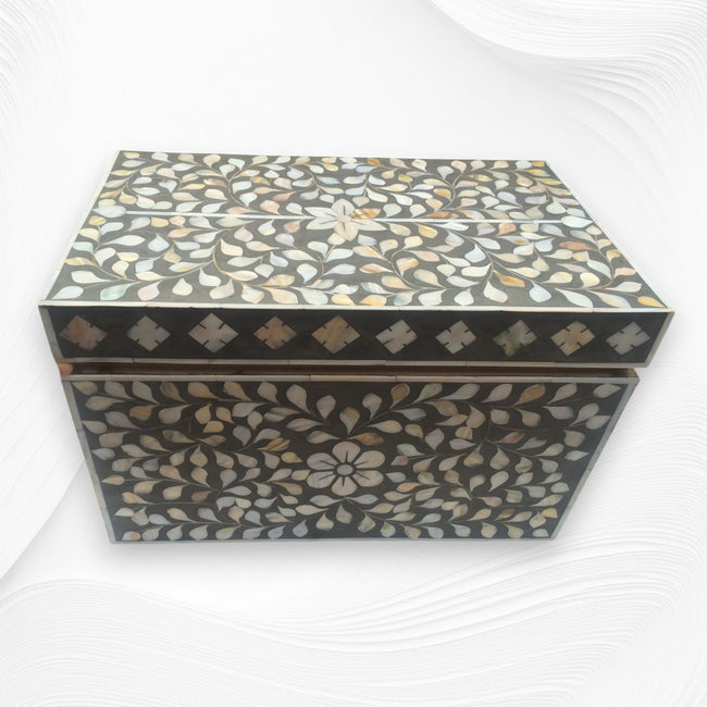 Mother of Pearl Inlay Jewelry Box Dark Grey