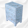 MOP Floral 1 Drawer 2 Door Bedside Table Turquoise 3