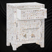 MOP Floral 1 Drawer 2 Door Bedside Table White 3