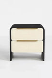 Noir Two Drawer Solid Wood Nightstand with cream drawers in a black frame