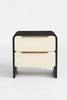 Noir Two Drawer Solid Wood Nightstand with cream drawers in a black frame
