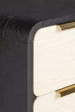 Noir Two Drawer Solid Wood Nightstand drawer and frame close-up