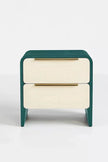 Noir Two Drawer Solid Wood Nightstand with a teal frame