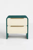 Noir Two Drawer Solid Wood Nightstand with a teal frame