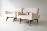 Nord Minimalist Teak Lounge Chair pair front view