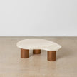 Single Nova low coffee table with a kidney-shaped top and three round legs