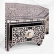 Octagonal Bone Inlay Floral Coffee Table Black With Drawer