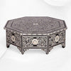Octagonal Bone Inlay Floral Coffee Table Black With Drawer