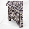 Octagonal Bone Inlay Floral Coffee Table Black With Drawer