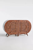 Ofelia Rounded Cane Door Sideboard angled view on white