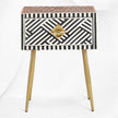 Optical Bone Inlay 1 Drawer Bedside Black