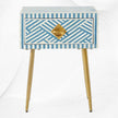 Optical Bone Inlay 1 Drawer Bedside Sky Blue