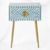 Optical Bone Inlay 1 Drawer Bedside Sky Blue