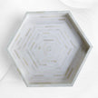 Plateau d'incrustation d'os à rayures forme hexagonale rose pâle