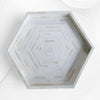 Plateau d'incrustation d'os à rayures forme hexagonale rose pâle