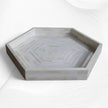 Plateau d'incrustation d'os à rayures forme hexagonale rose pâle