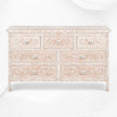 Commode 7 Tiroirs Incrustation De Nacre Rose Pâle