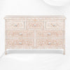 Commode 7 Tiroirs Incrustation De Nacre Rose Pâle