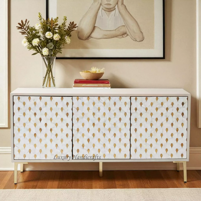 Perla Mother of Pearl Inlay Buffet White