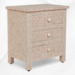 Pink Bone Inlay 3 Drawer Bedside Geometric