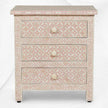 Pink Bone Inlay 3 Drawer Bedside Geometric