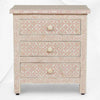Pink Bone Inlay 3 Drawer Bedside Geometric