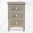 Quatrefoil Bone Inlay 3 Drawer Nightstand Black