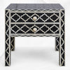 Quatrefoil Bone Inlay Bedside Long Leg Black