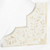 Table d'appoint à quatre feuilles incrustée d'os, design floral blanc